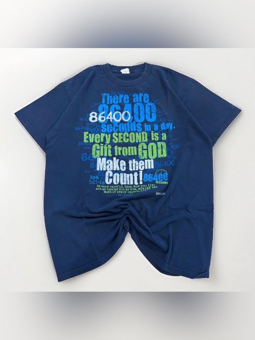 Vintage Gift From God T-Shirt Religious Tee Rare Size Large Navy Blue